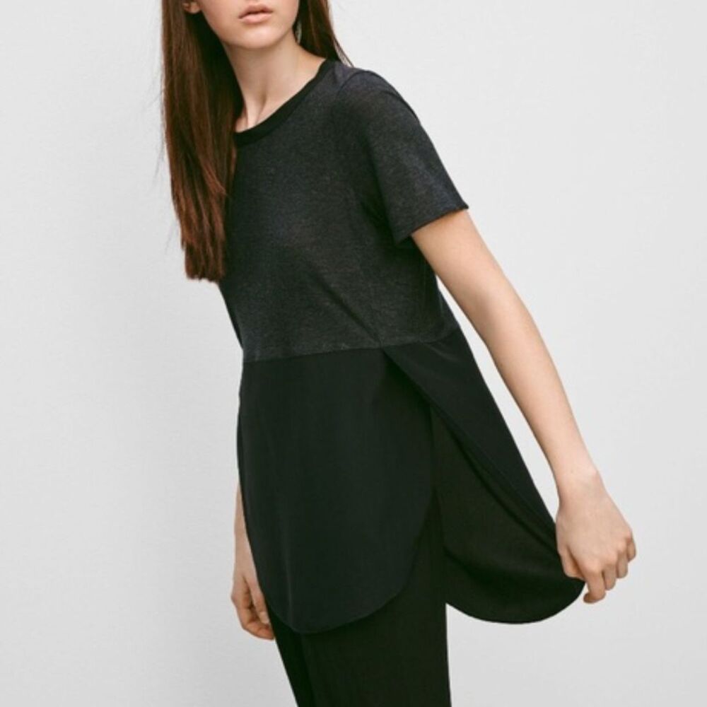 Aritzia | Wilfred with Silk Capucine Black Short Sleeve Tee Size XS
